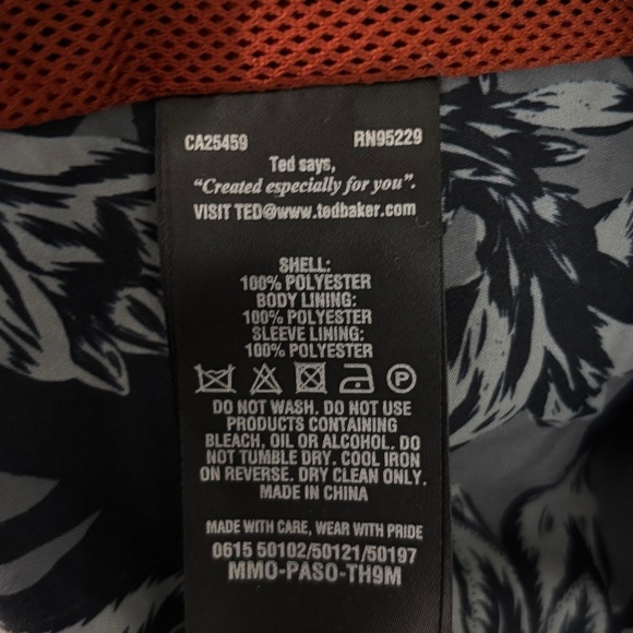 NWOT! Ted Baker Men’s Paso Printed Floral Cagoule Navy Zip Hooded Jacket Size 4 - Picture 10 of 14